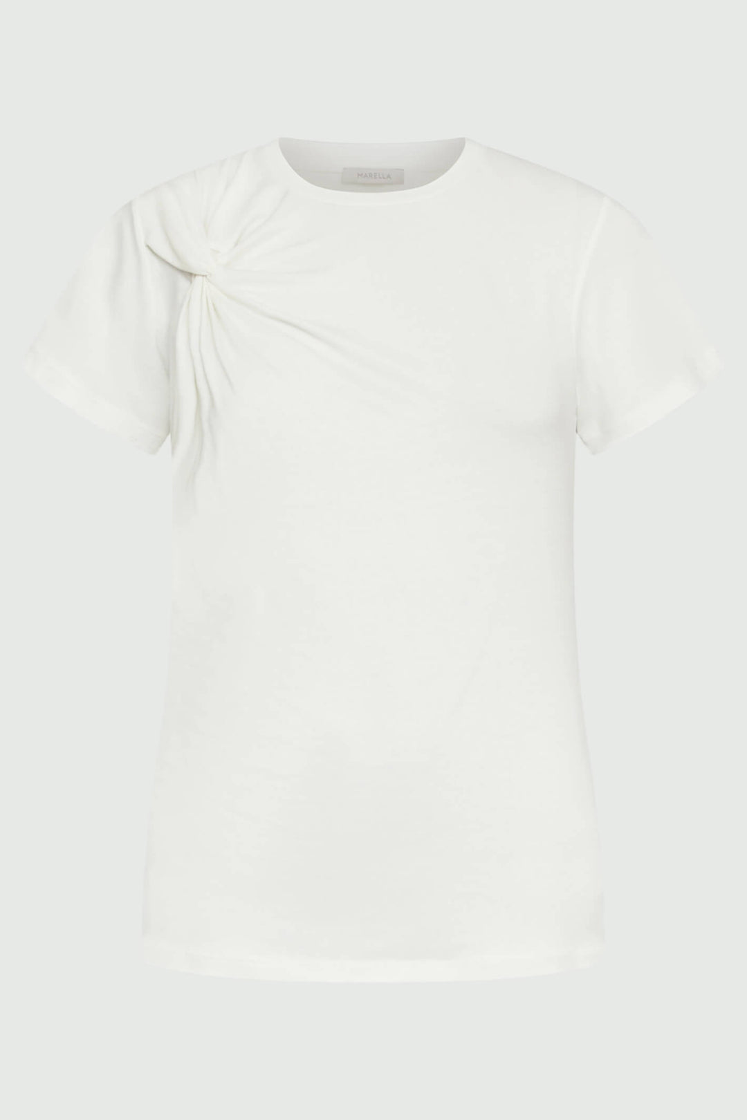 Marella Bamby 2339710131200 White Gathered T-Shirt - Olivia Grace Fashion