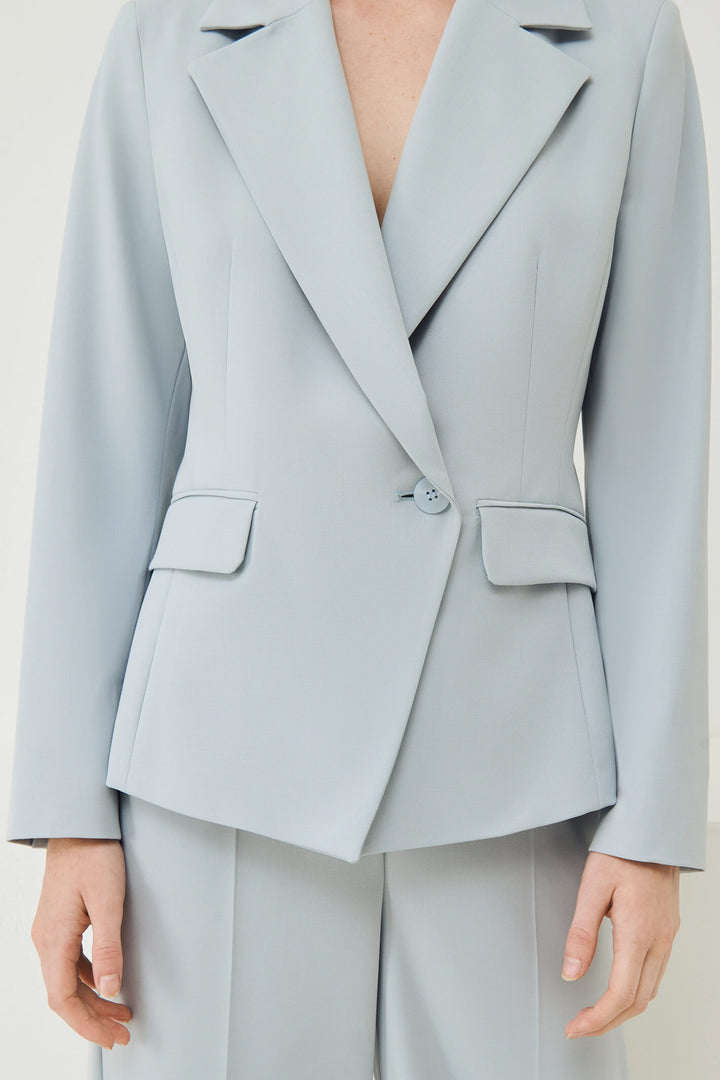 Marella Body 2330410331200 Light Blue One Button Jacket - Olivia Grace Fashion
