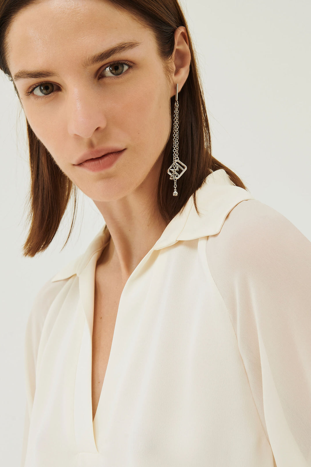 Marella Cinema 2331110333200 Wool White V-Neck Top - Olivia Grace Fashion