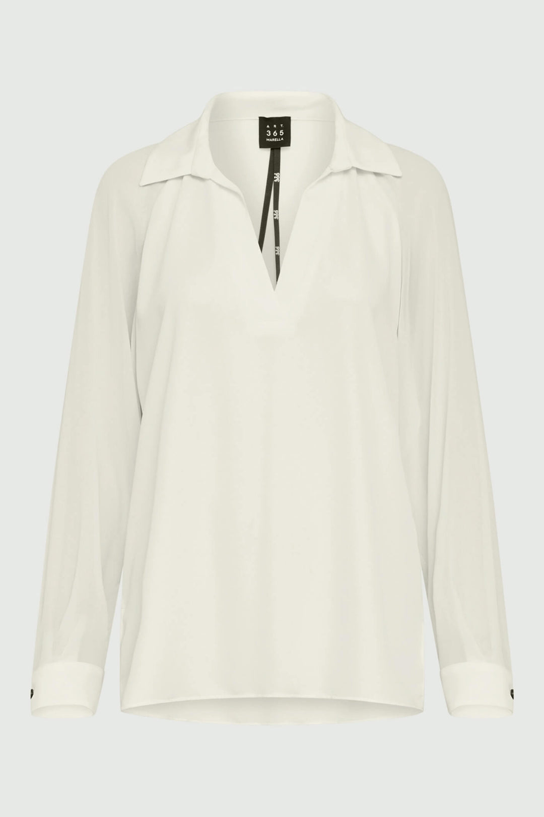 Marella Cinema 2331110333200 Wool White V-Neck Top - Olivia Grace Fashion