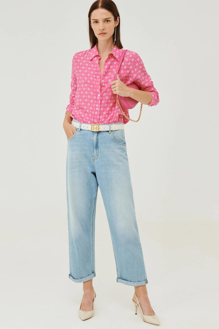 Marella Dalia 2331110434200 Shocking Pink Star Print Shirt - Olivia Grace Fashion
