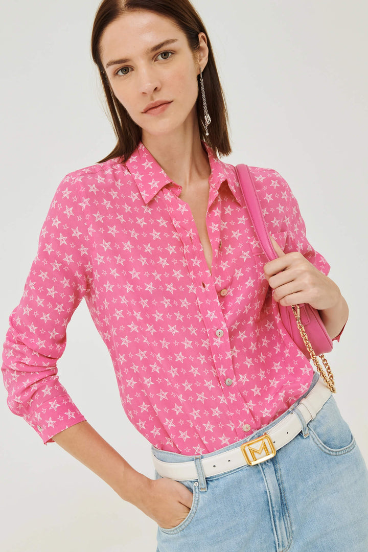 Marella Dalia 2331110434200 Shocking Pink Star Print Shirt - Olivia Grace Fashion