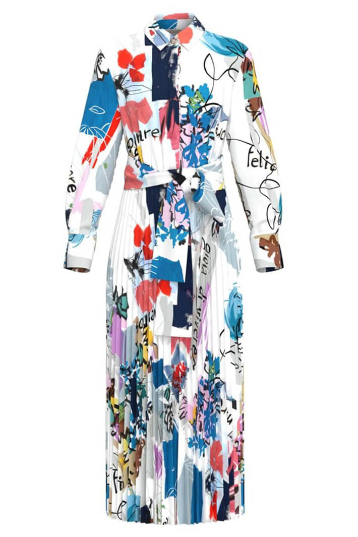 Marella Egadi 2336210231200 Pale Rose Print Pleated Dress - Olivia Grace Fashion