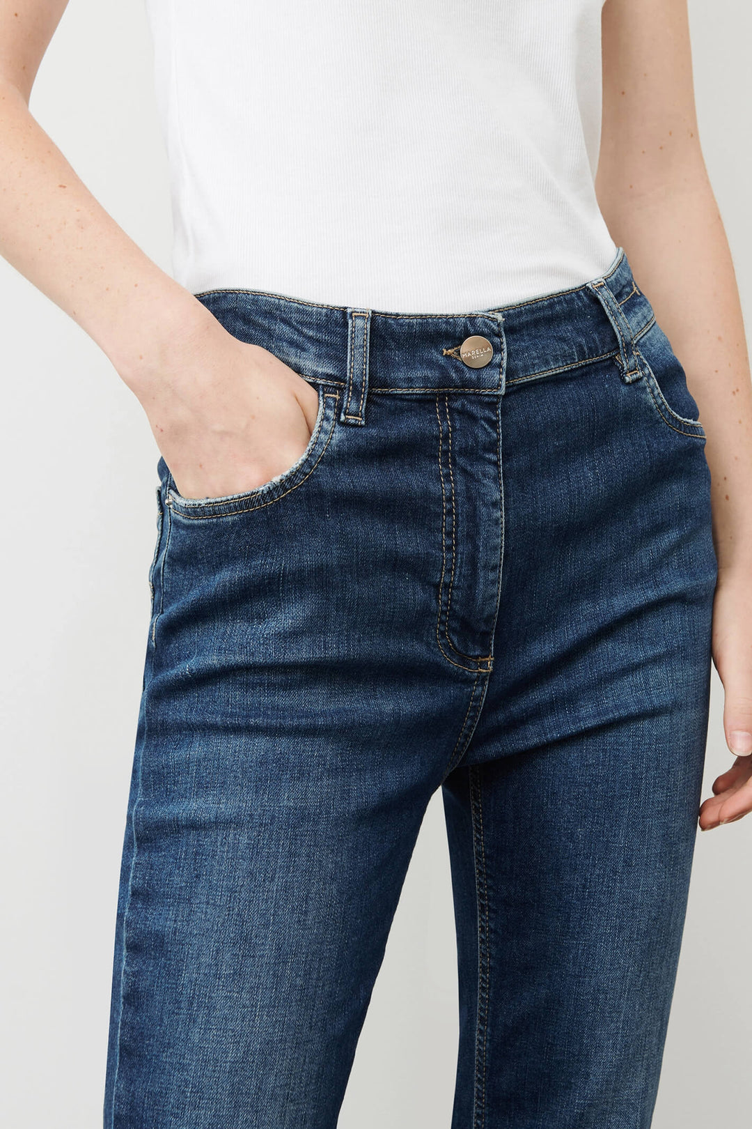 Marella Fcrop 2331810434200 Blue Denim Cropped Jeans - Olivia Grace Fashion