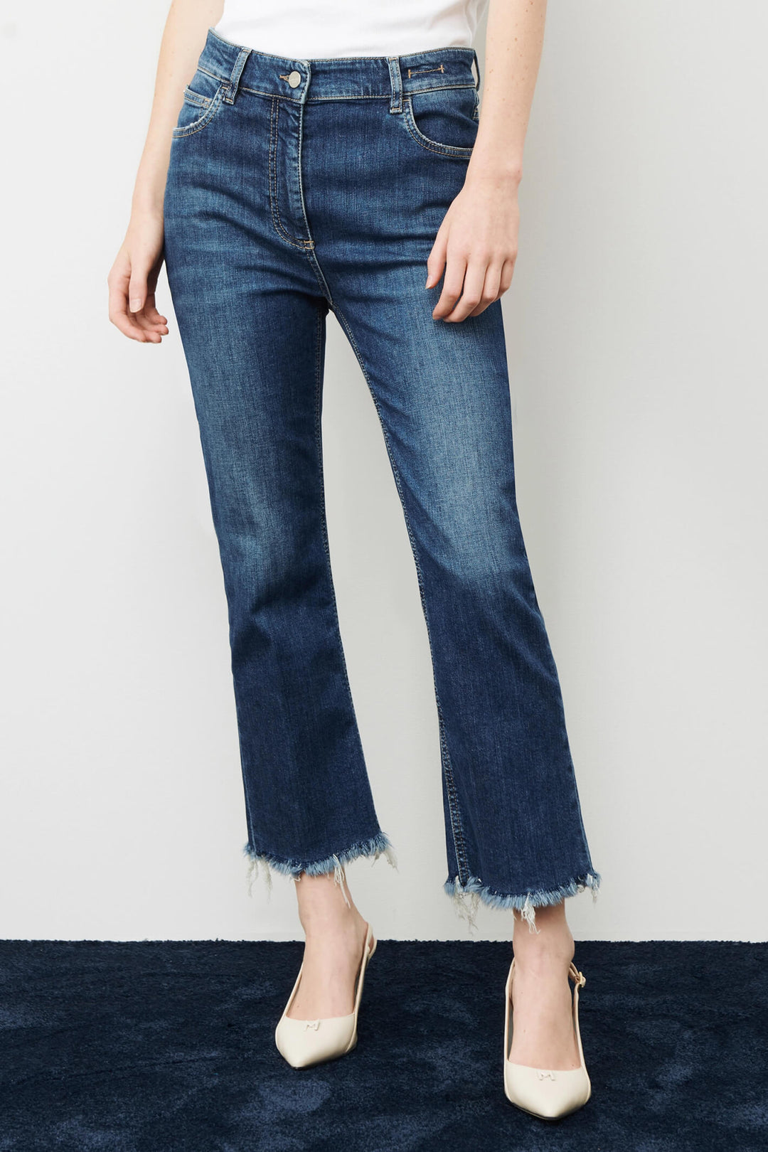 Marella Fcrop 2331810434200 Blue Denim Cropped Jeans - Olivia Grace Fashion