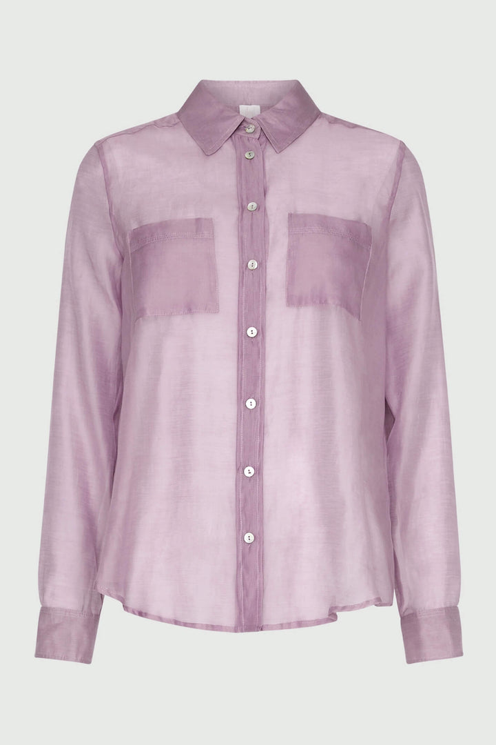 Marella Feltro 2331110335200 Lilac Muslin Organza-Look Long Sleeve Shirt - Olivia Grace Fashion