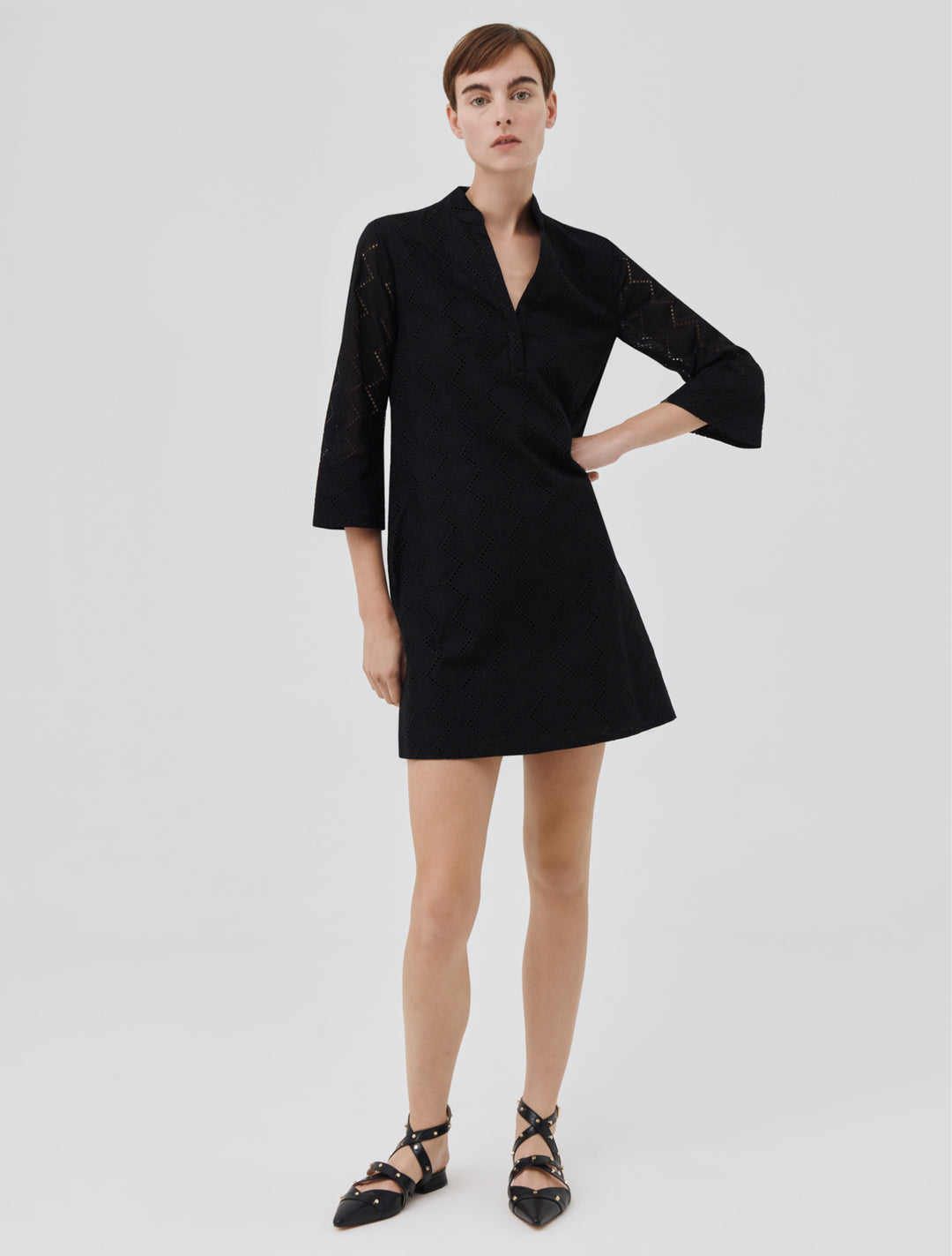 Marella Lester 32210924200 Black Split Neck Dress - Olivia Grace Fashion