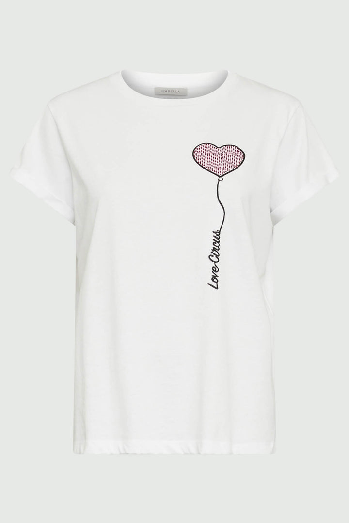 Marella Lien 2369710231200 Optical White Print T-Shirt - Olivia Grace Fashion