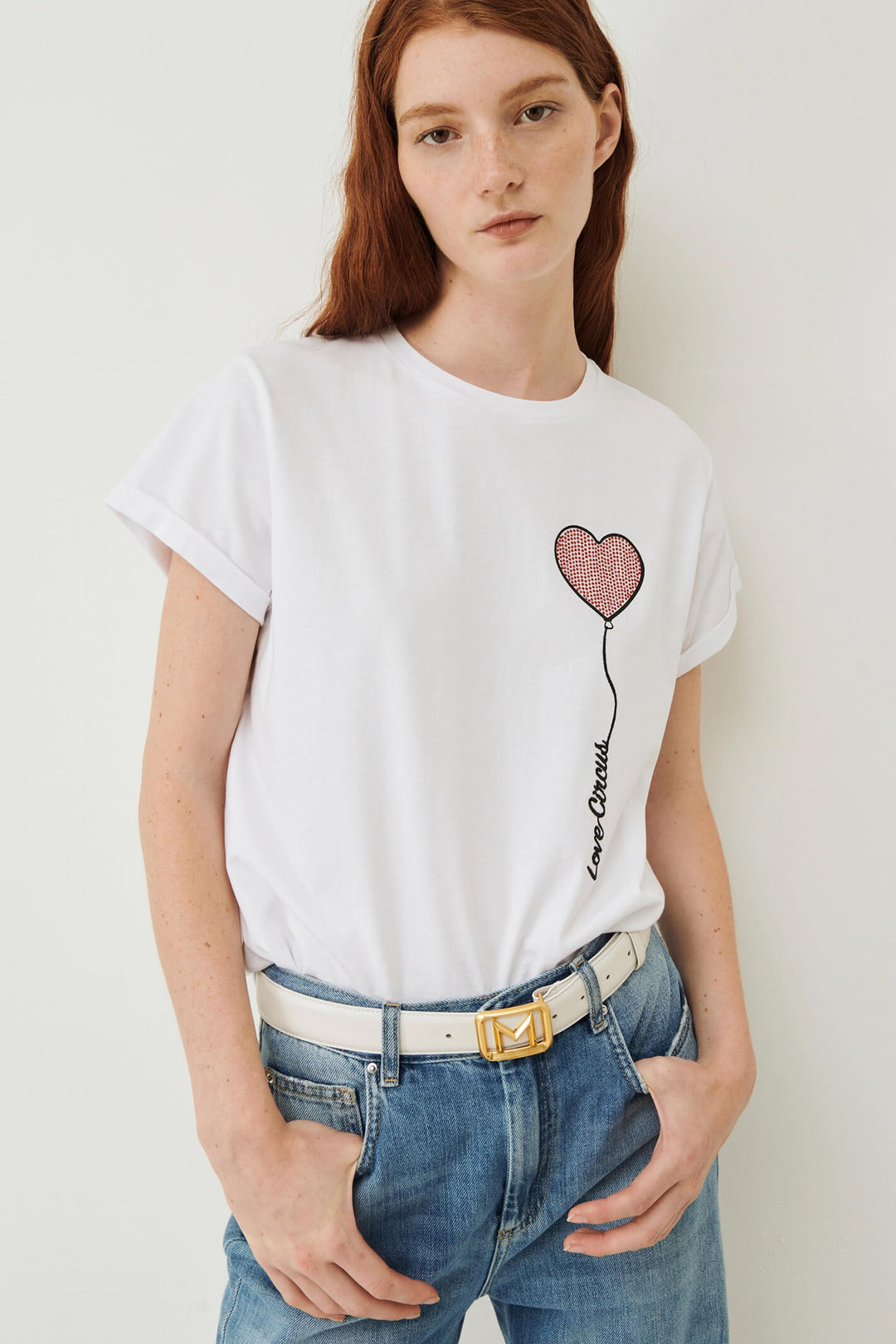 Marella Lien 2369710231200 Optical White Print T-Shirt - Olivia Grace Fashion