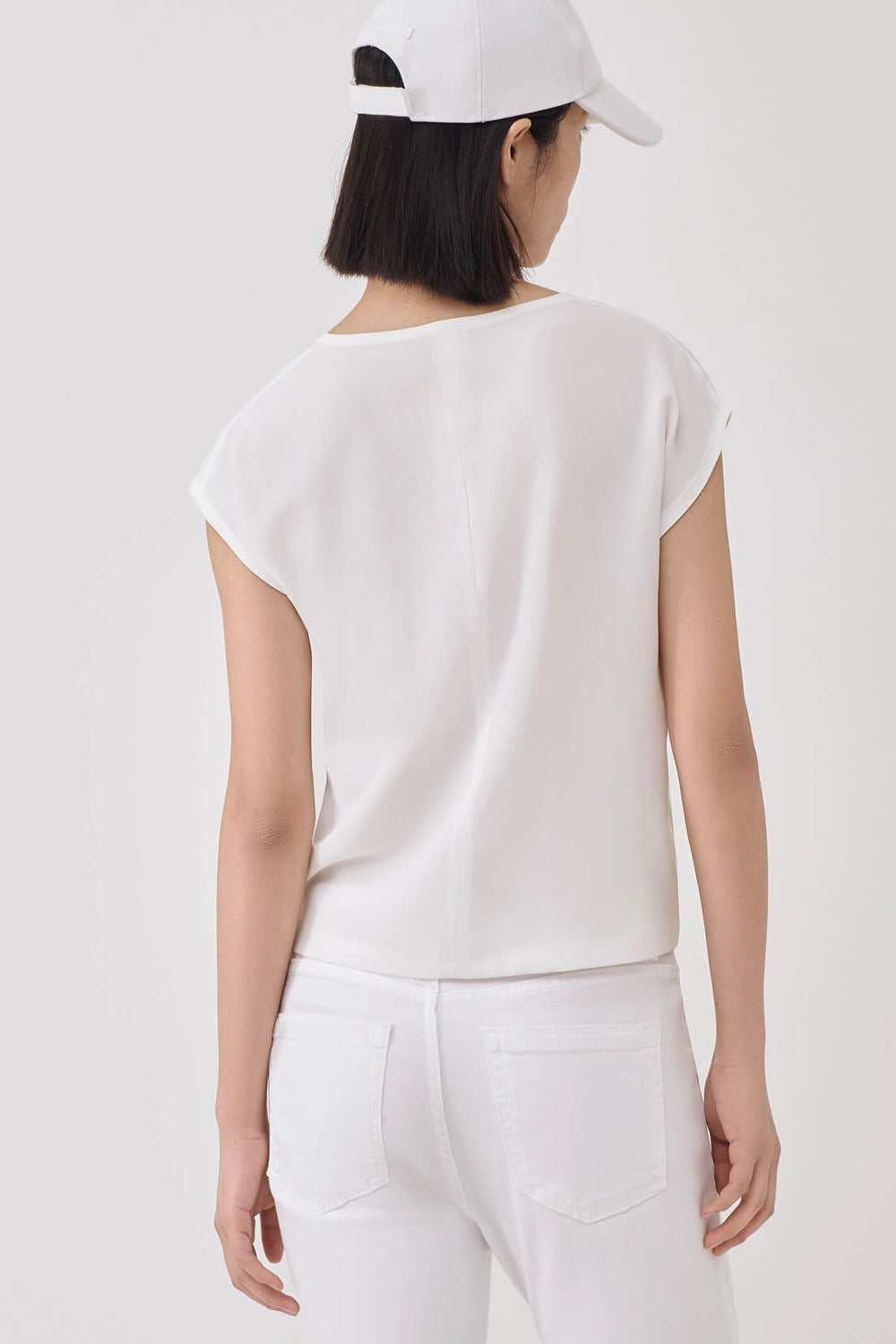 Marella Ocean 2331110135200 White Gathered Front Top - Olivia Grace Fashion