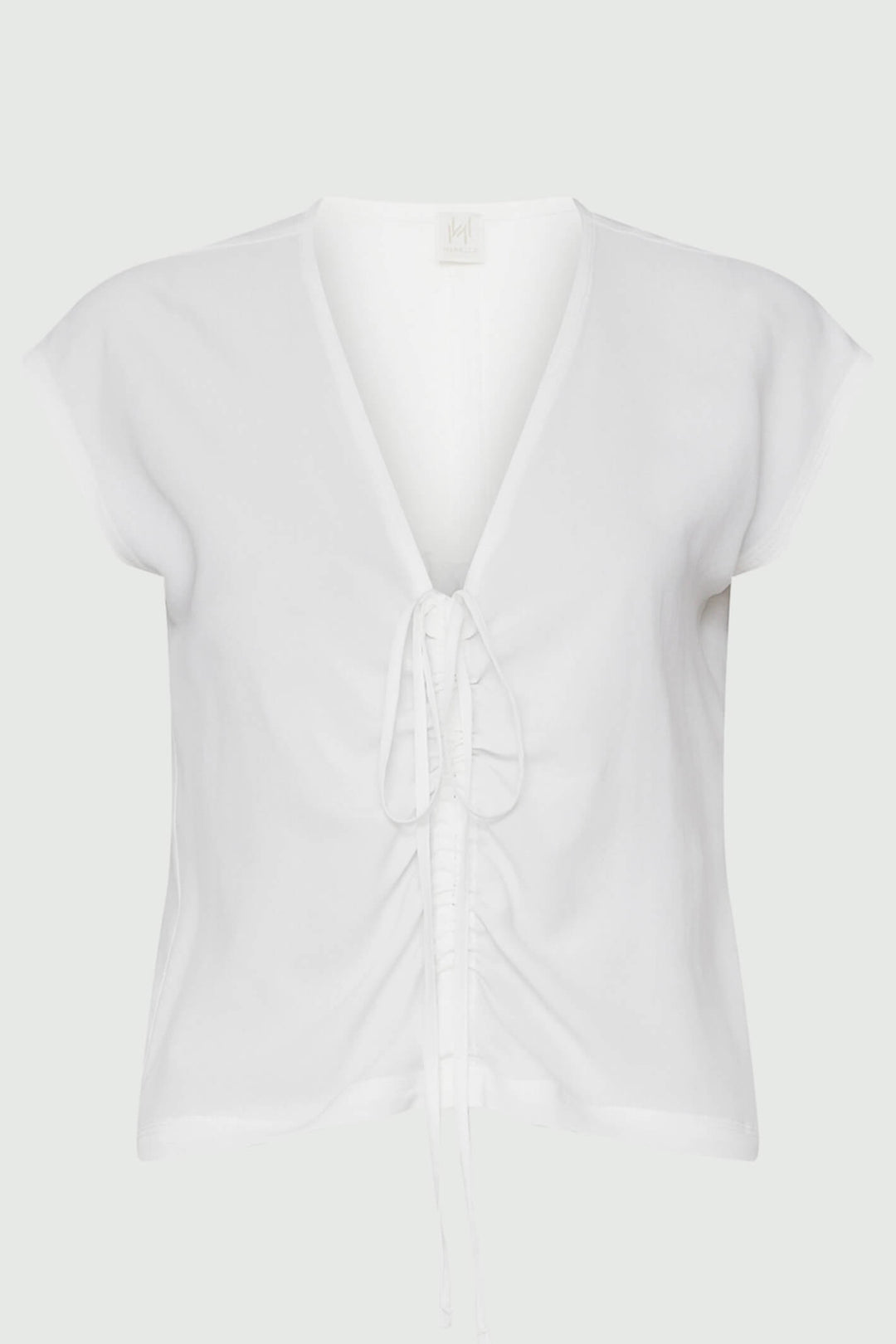 Marella Ocean 2331110135200 White Gathered Front Top - Olivia Grace Fashion