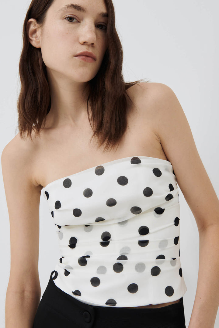 Marella OLIO Black and White Spot Top with Removable Sleeves - Olivia Grace Fashion