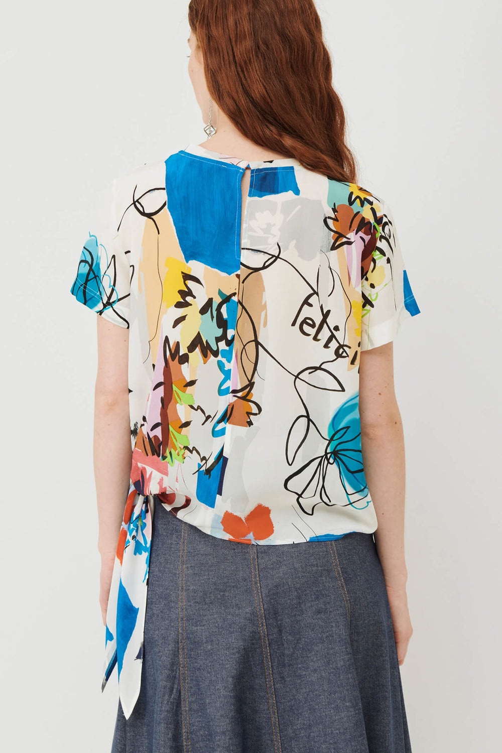 Marella Ragusa 2331110731200 Cornflower Blue Print Top - Olivia Grace Fashion