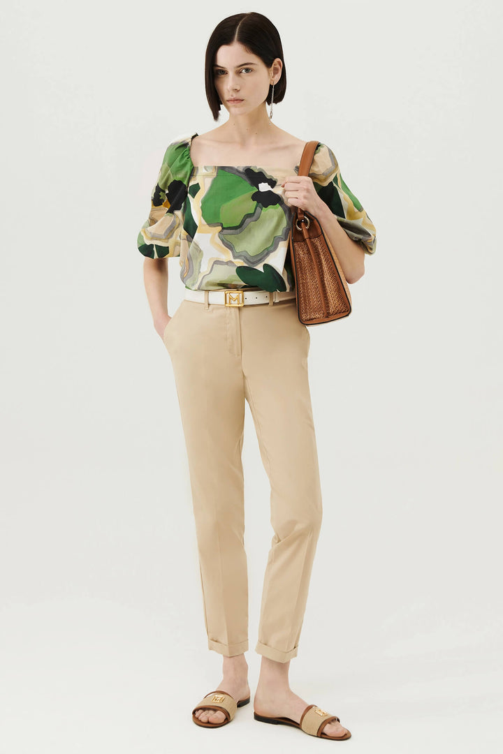 Marella Vaglio 2331110732200 Green Print Puff Sleeve Top