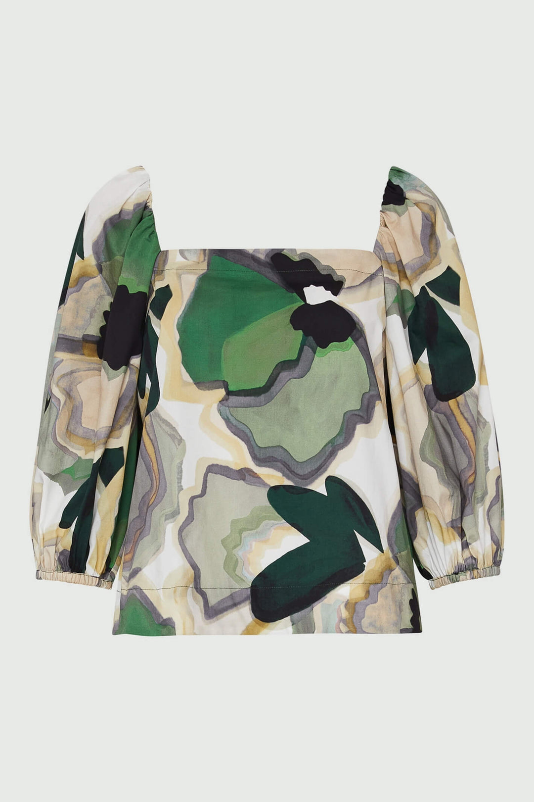 Marella Vaglio 2331110732200 Green Print Puff Sleeve Top - Olivia Grace Fashion