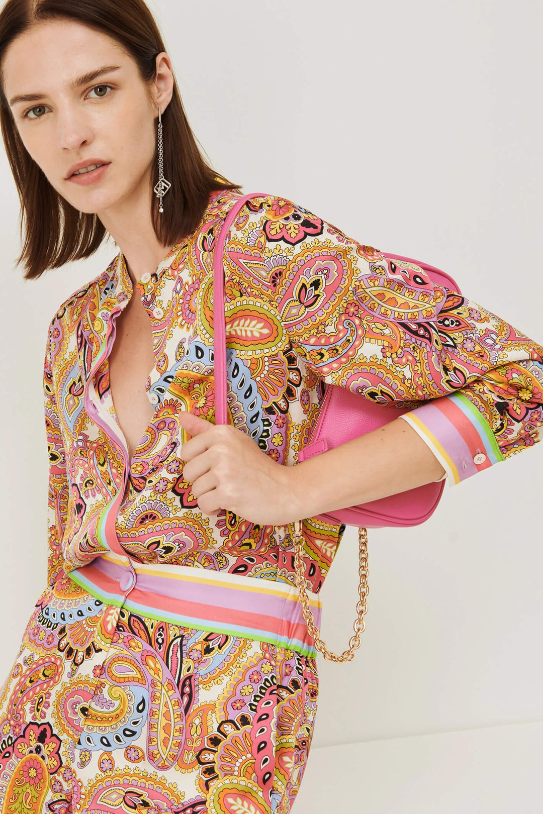Marella Verve 2331111031200 Paisley Pink Print Shirt - Olivia Grace Fashion