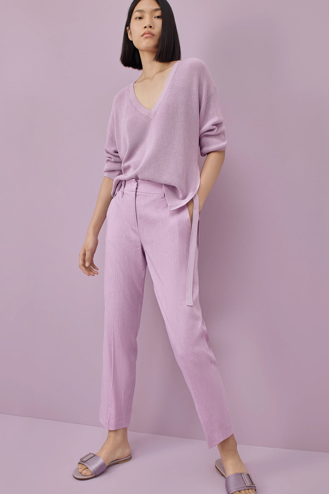 Marella Zenit 2331311035200 Lilac Ankle Grazer Trousers - Olivia Grace Fashion