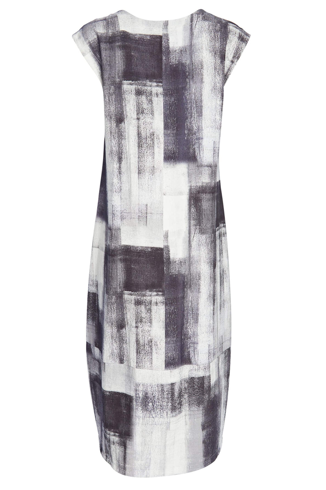Naya NAS23238 White Steel Grey Print Curved Hem Dress - Olivia Grace Fashion
