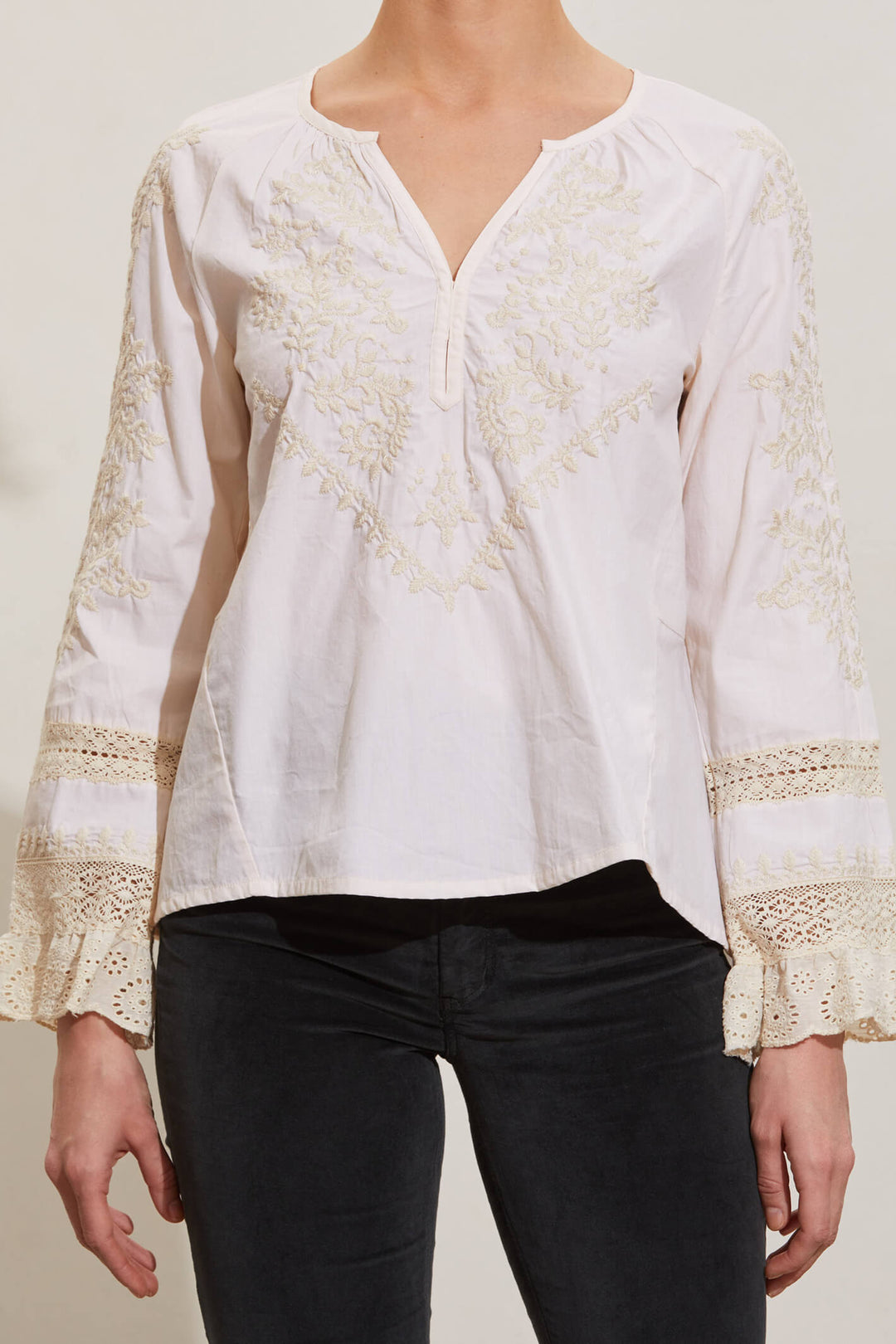 Odd Molly 200533-3229 Letizia Light Chalk Embroidered Blouse - Olivia Grace 