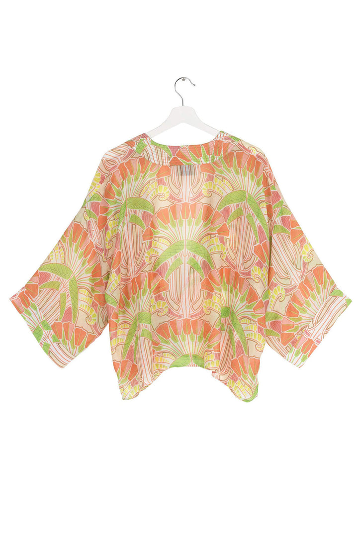 One Hundred Stars Deco Fans Short Kimono - Olivia Grace Fashion