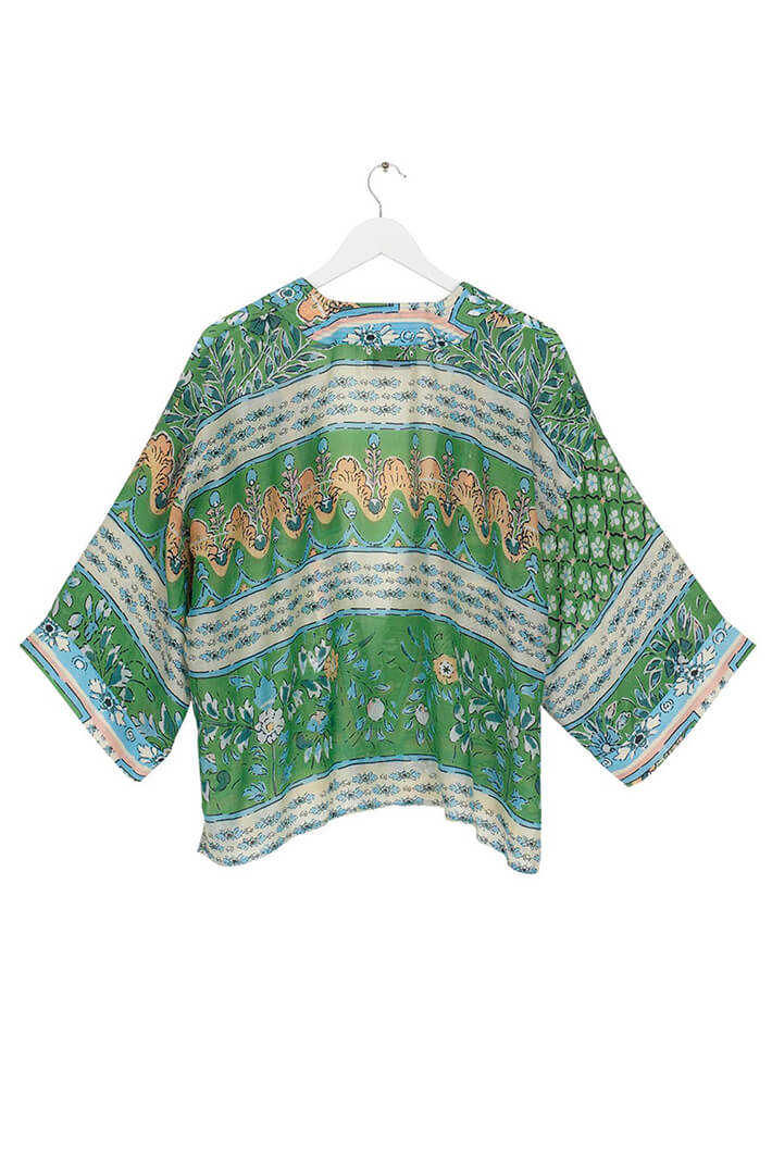 One Hundred Stars Kimono Folk Flowers Green - Olivia Grace Fashion - Olivia Grace Fashion