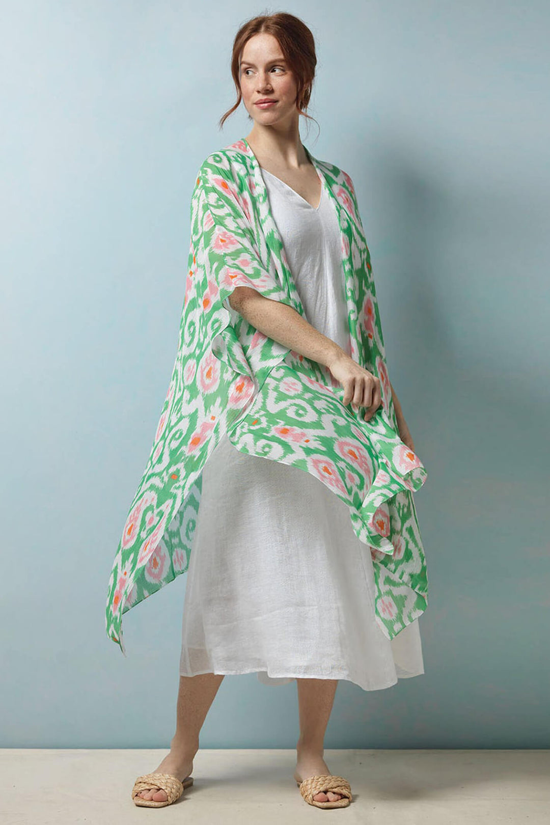 One Hundred Stars Throwover Ikat Green - Olivia Grace Fashion