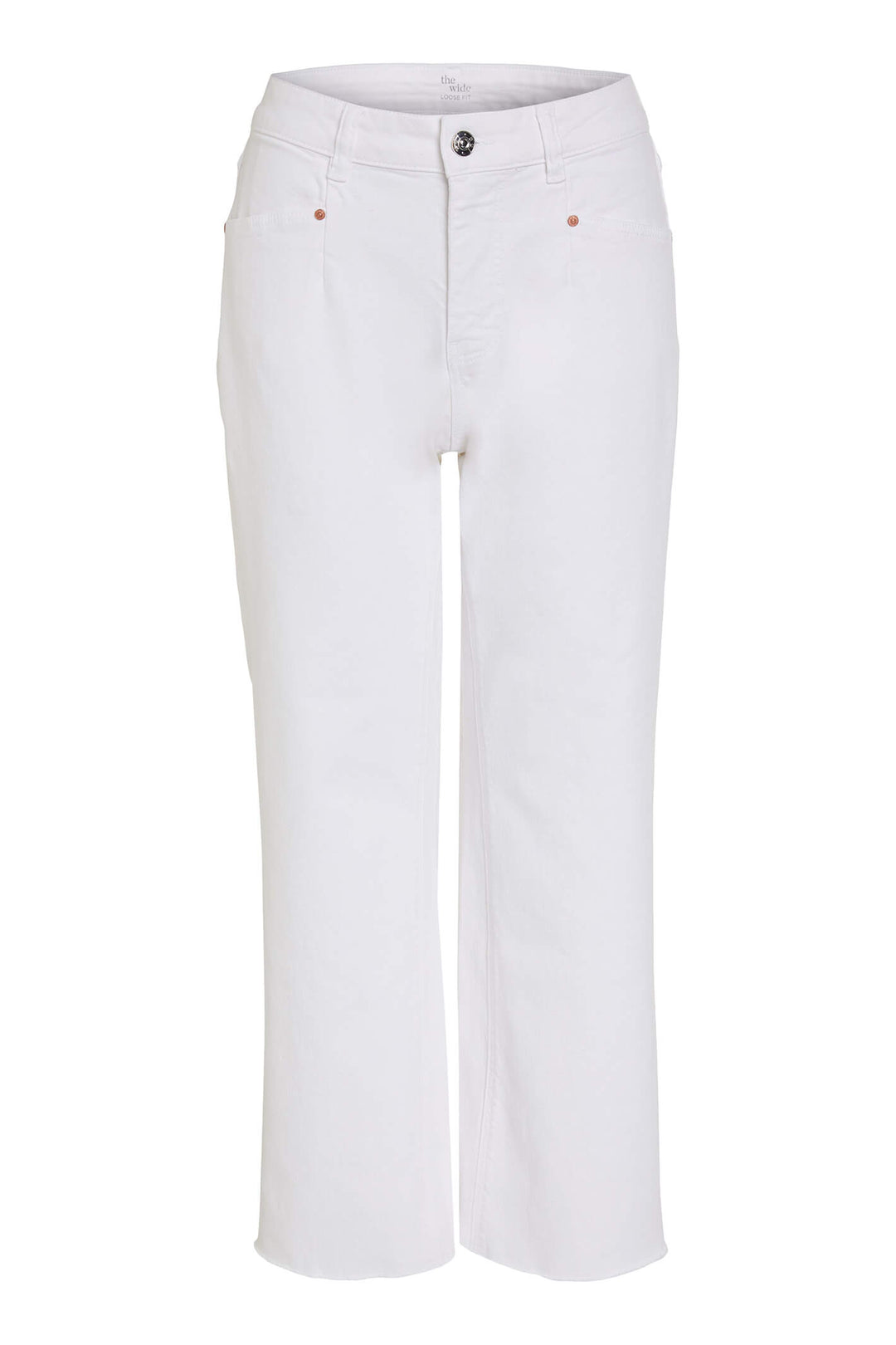 Oui 72490 White Cropped Raw Edge Flared Jeans - Olivia Grace Fashion
