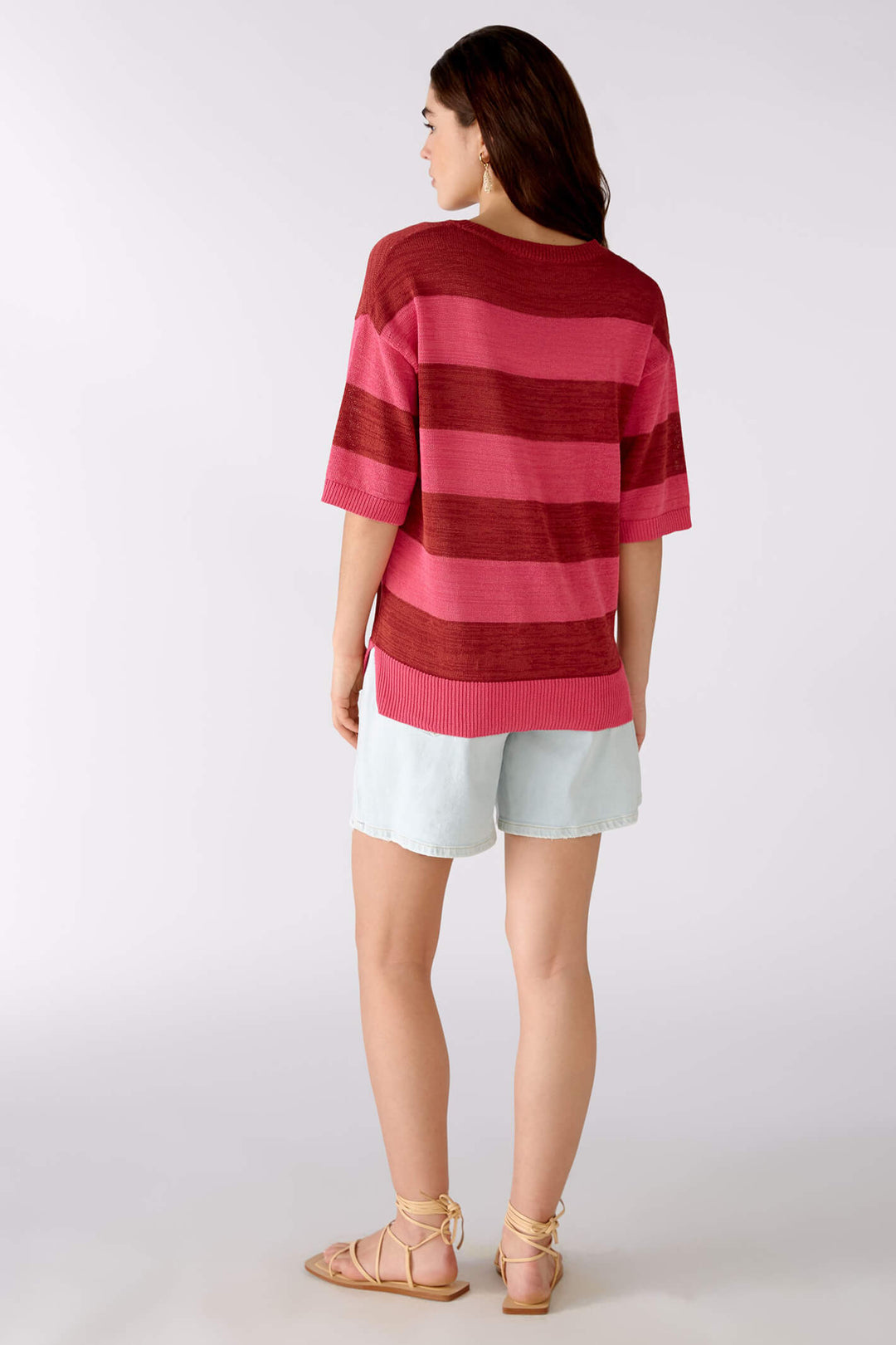 Oui 76159 Pink Striped Hey Vacay Jumper - Olivia Grace Fashion
