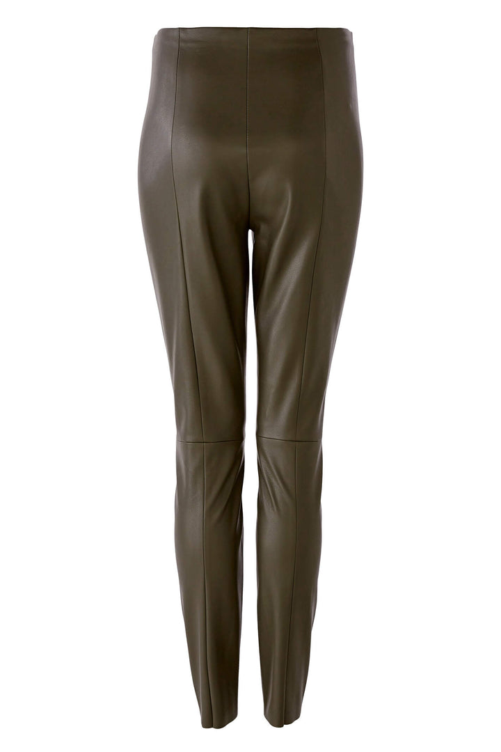 Oui 77985 Khaki Faux Leather Leggings - Olivia Grace Fashion