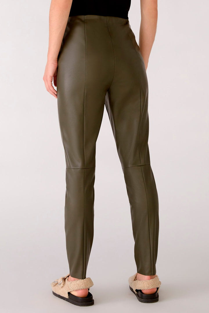 Oui 77985 Khaki Green Faux Leather Leggings - Olivia Grace Fashion
