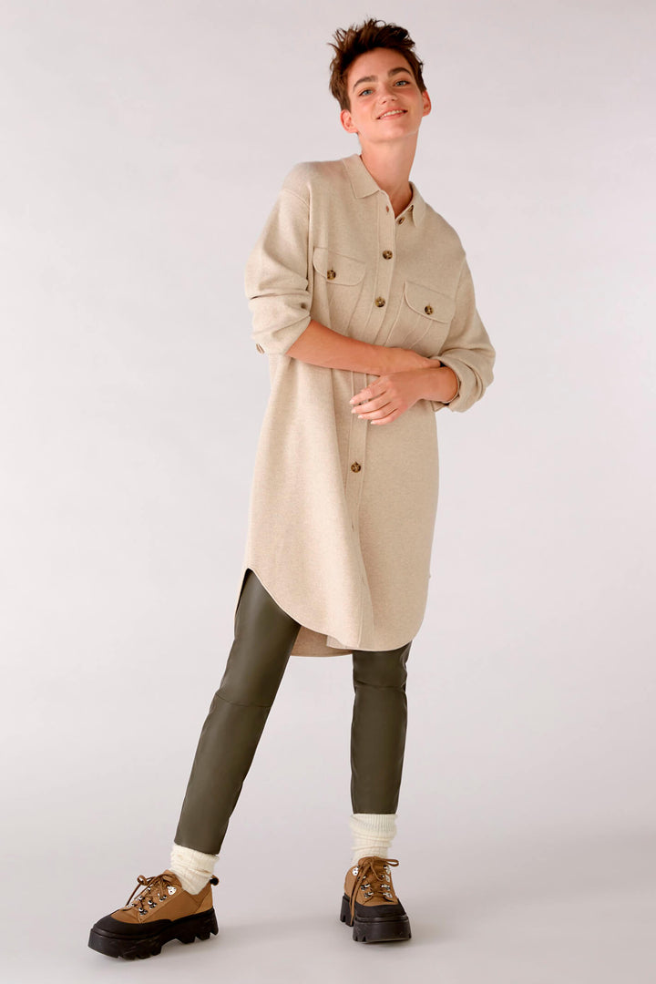 Oui 77985 Khaki Green Faux Leather Leggings - Olivia Grace Fashion