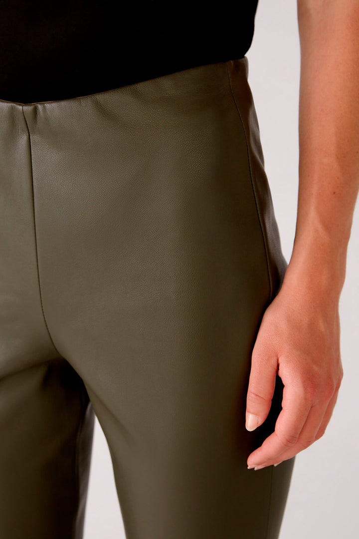 Oui 77985 Khaki Green Faux Leather Leggings - Olivia Grace Fashion