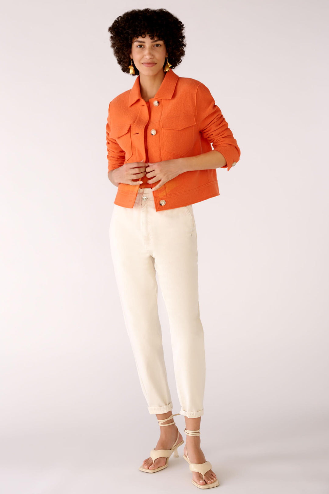 Oui 78167 Orange Wool Jacket - Olivia Grace Fashion