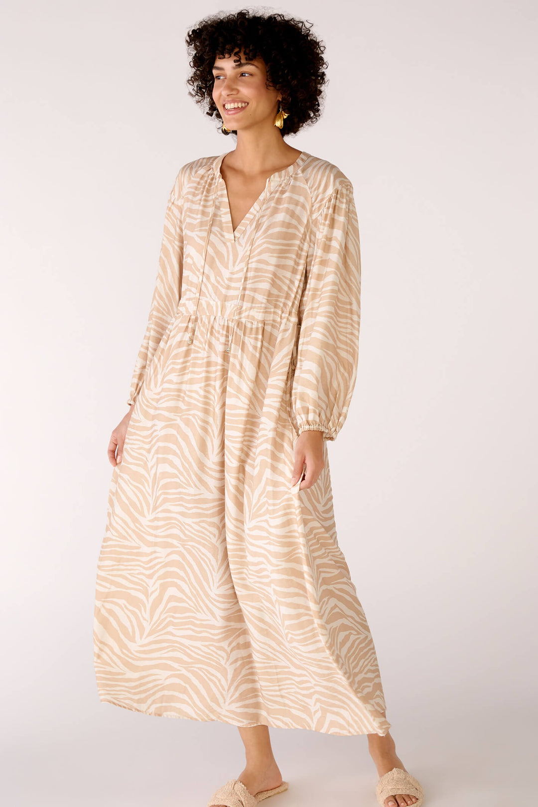 Oui 78304 Rose Camel Print Dress - Olivia Grace Fashion