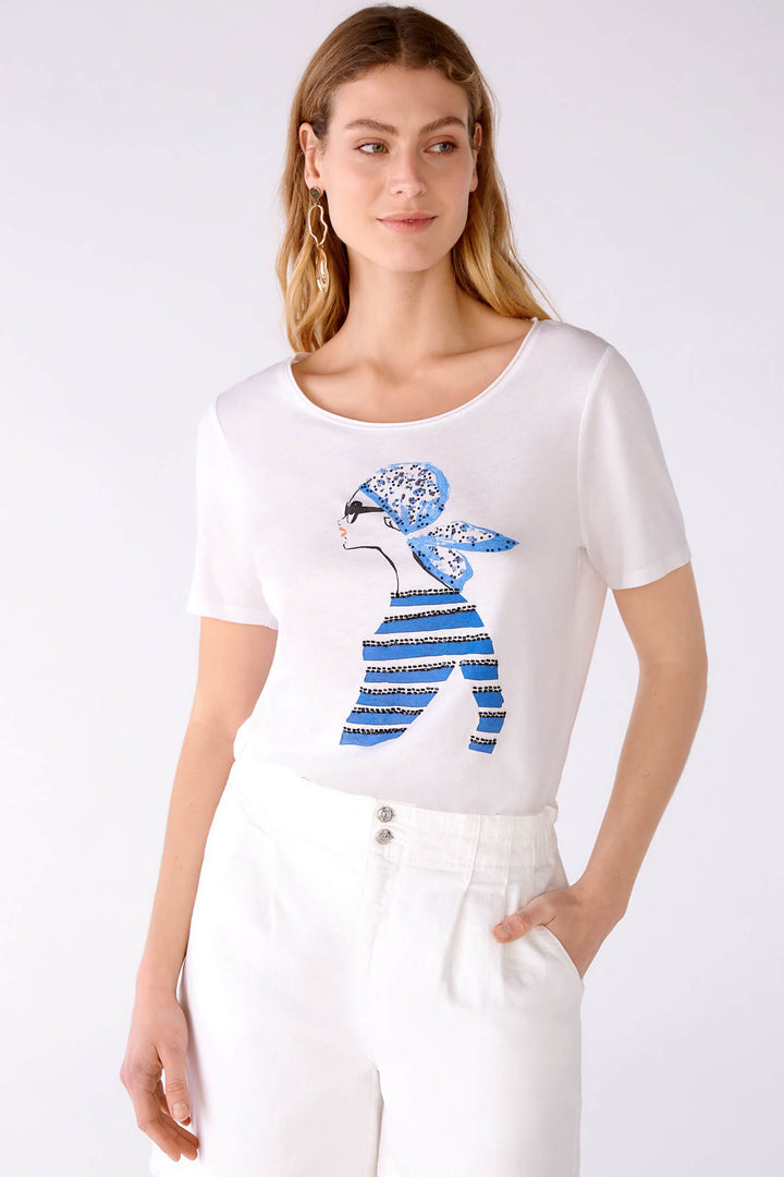 Oui 78613 Optic White Motif T-Shirt - Olivia Grace Fashion