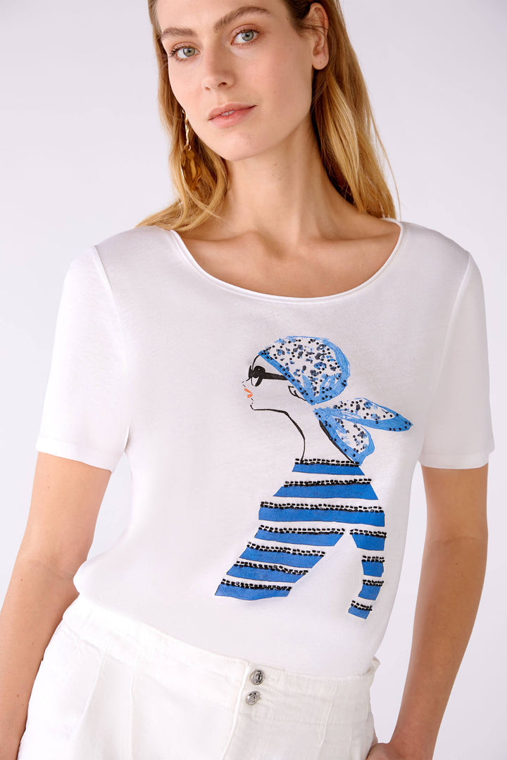 Oui 78613 Optic White Motif T-Shirt - Olivia Grace Fashion