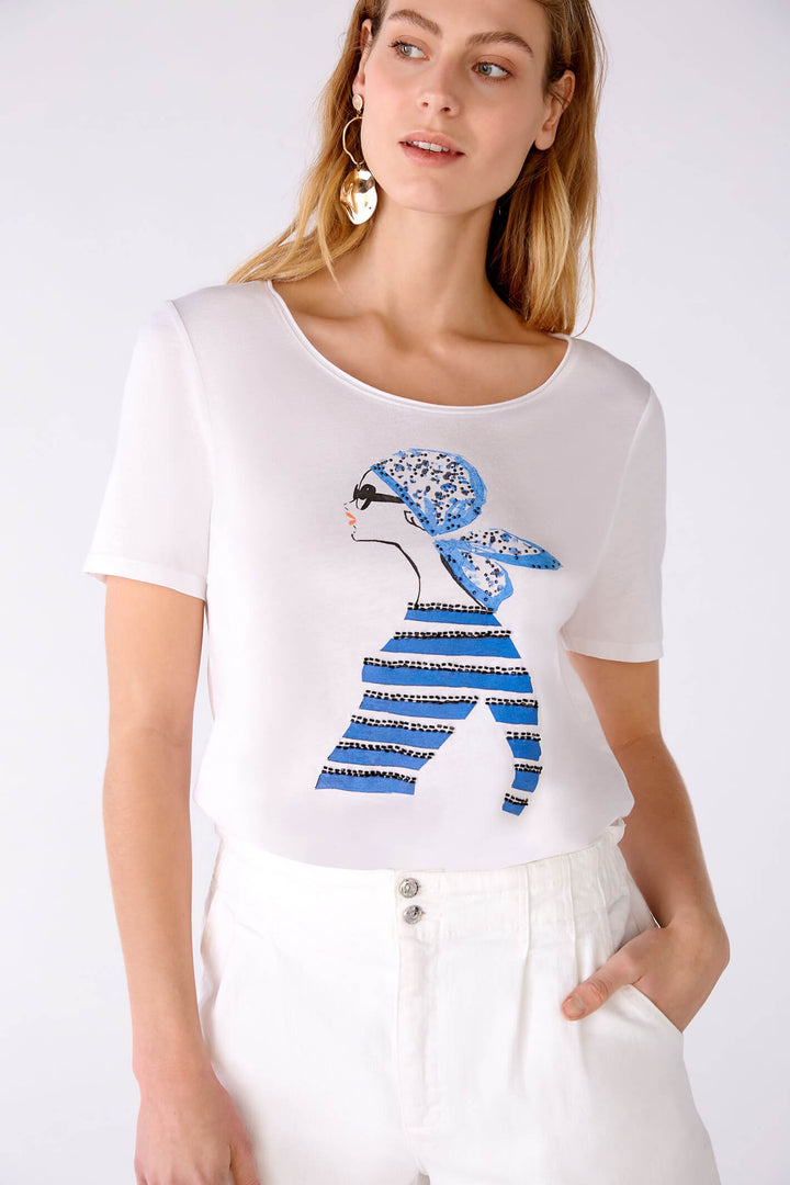 Oui 78613 Optic White Motif T-Shirt - Olivia Grace Fashion