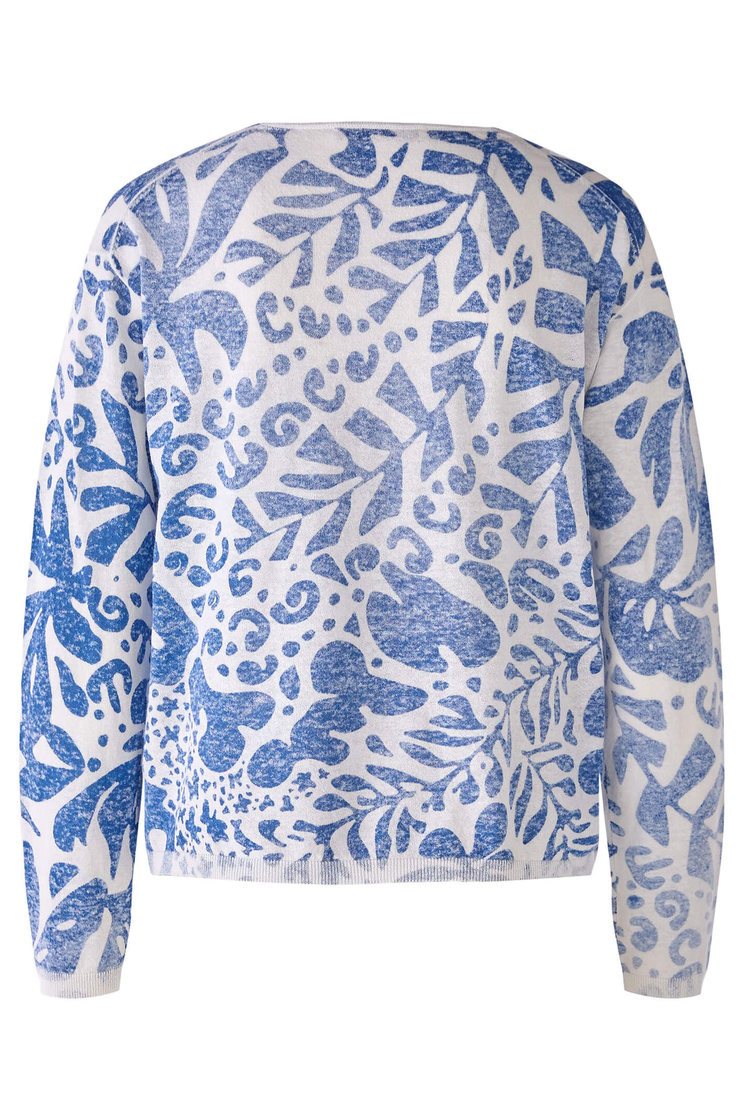Oui 78625 White Blue Print Jumper - Olivia Grace Fashion