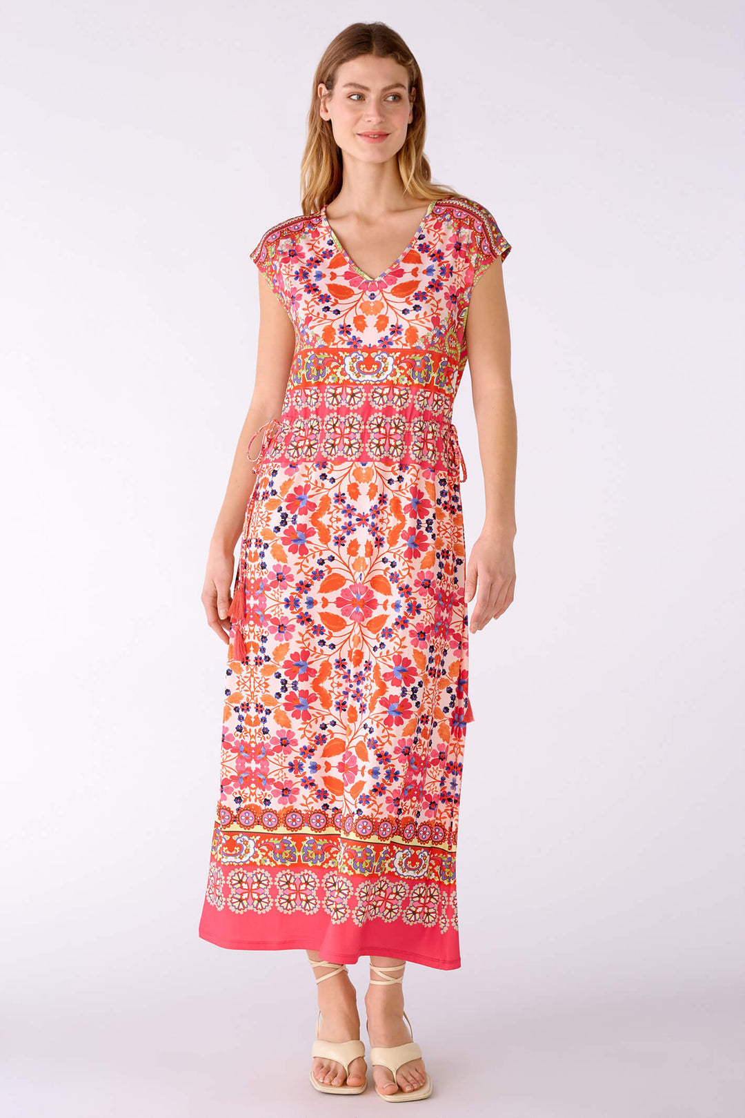 Oui 78639 Pink Orange Print Dress - Olivia Grace Fashion