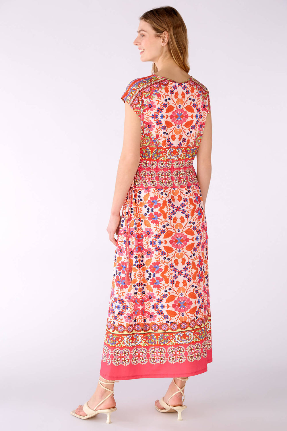Oui 78639 Pink Orange Print Dress - Olivia Grace Fashion