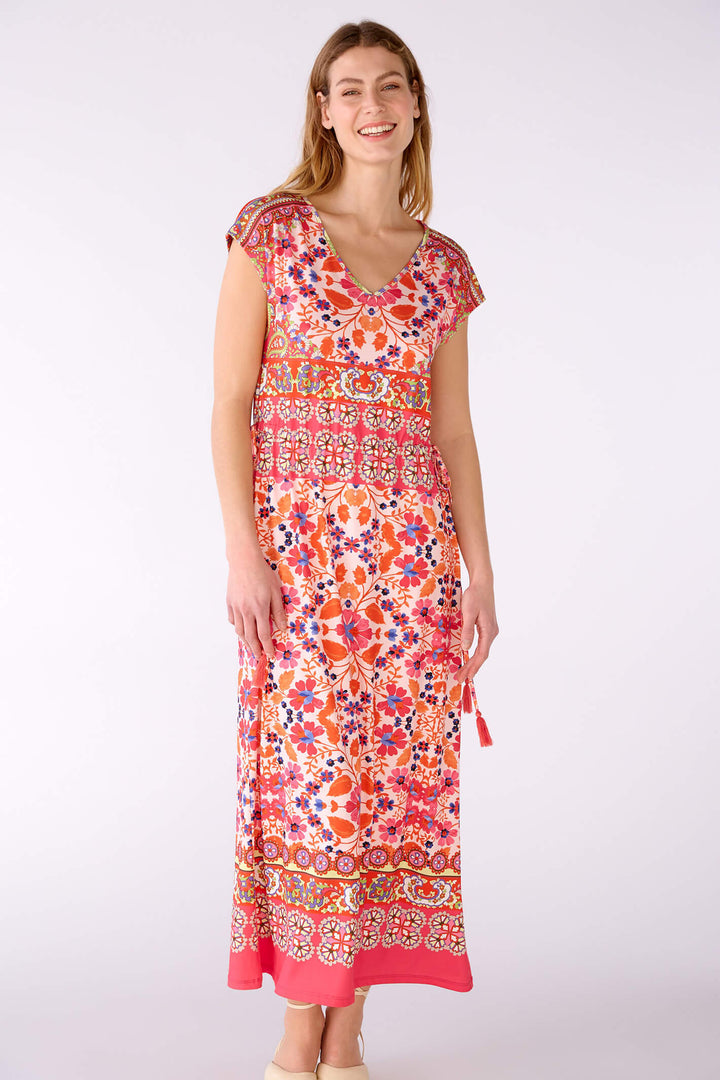 Oui 78639 Pink Orange Print Dress - Olivia Grace Fashion