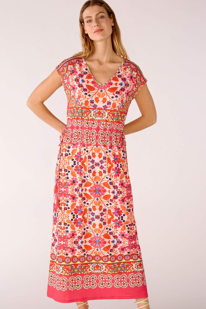 Oui 78639 Pink Orange Print Dress - Olivia Grace Fashion
