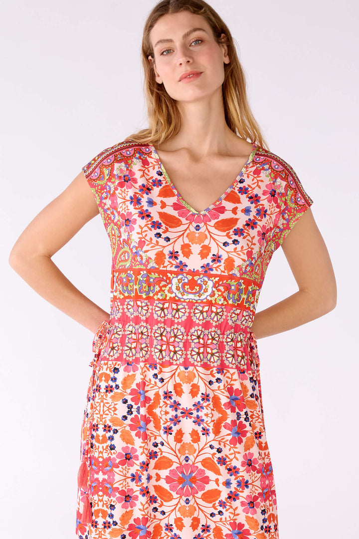 Oui 78639 Pink Orange Print Dress - Olivia Grace Fashion