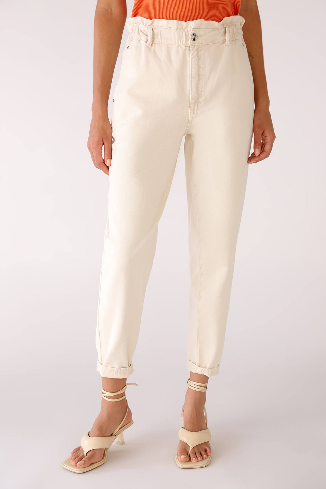 Oui 78684 Light Stone Trousers - Olivia Grace Fashion