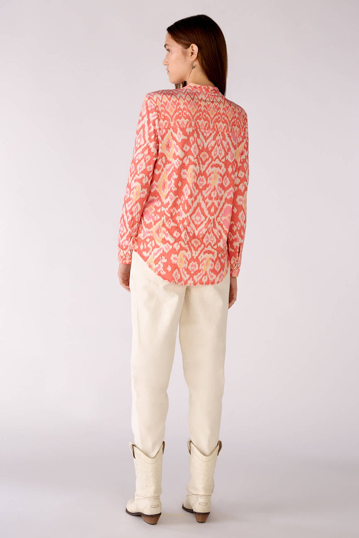 Oui 78739 Rose Orange Coral Print Blouse - Olivia Grace Fashion