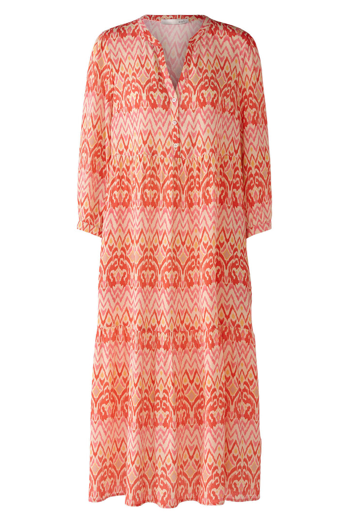 Oui 78844 Rose Orange Coral Print Midi Dress - Olivia Grace Fashion