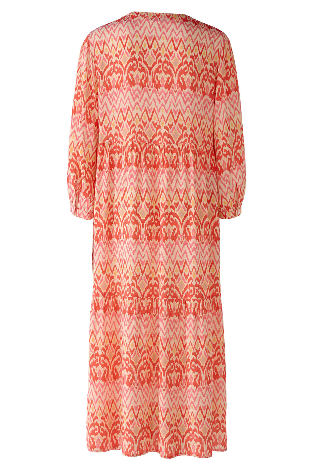 Oui 78844 Rose Orange Coral Print Midi Dress - Olivia Grace Fashion
