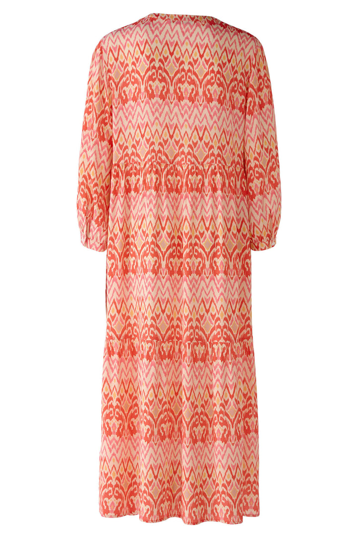 Oui 78844 Rose Orange Coral Print Midi Dress - Olivia Grace Fashion