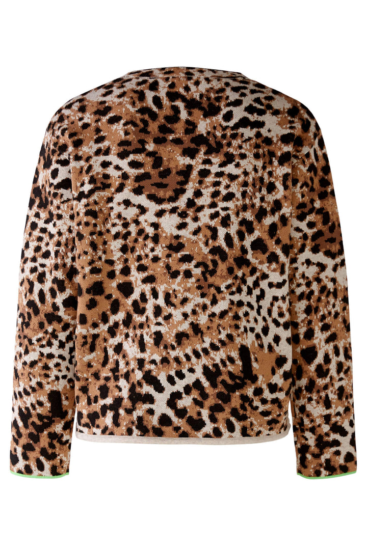 Oui 79499 Camel Animal Print Jumper - Olivia Grace Fashion