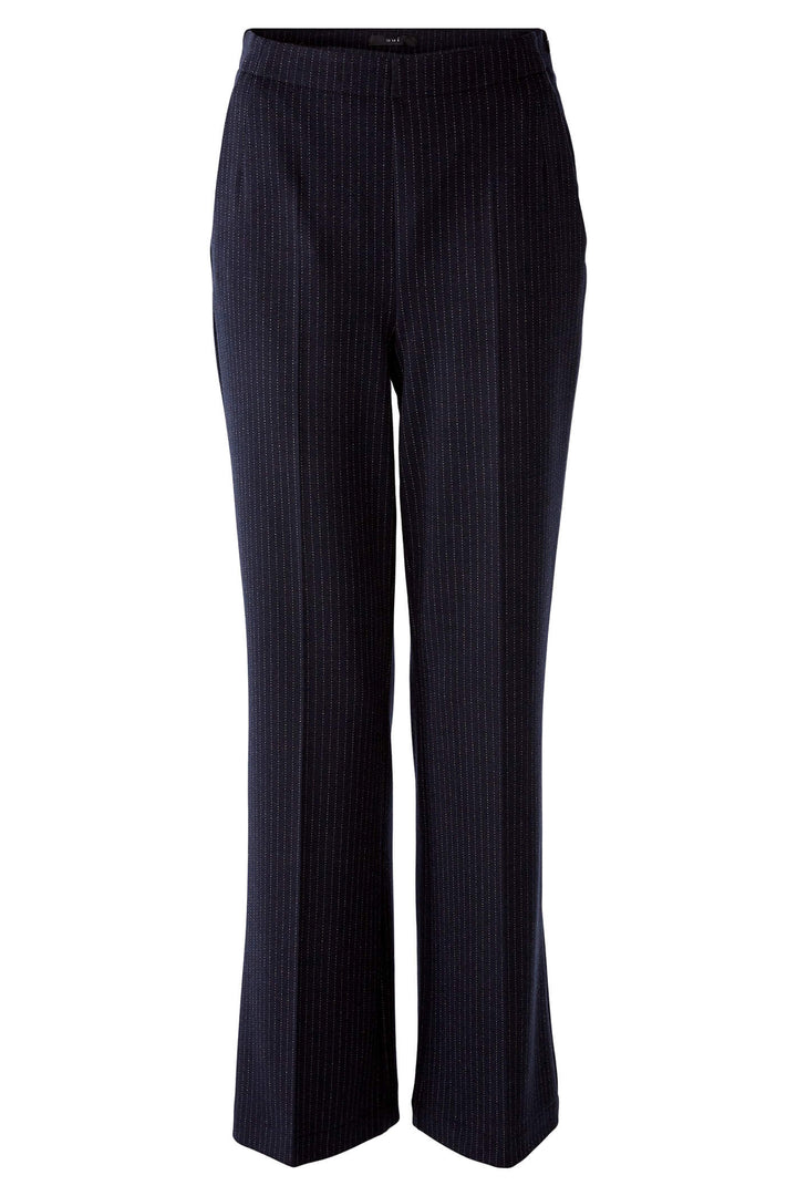 Oui 79812 Navy Grey Pinstripe Trousers - Olivia Grace Fashion